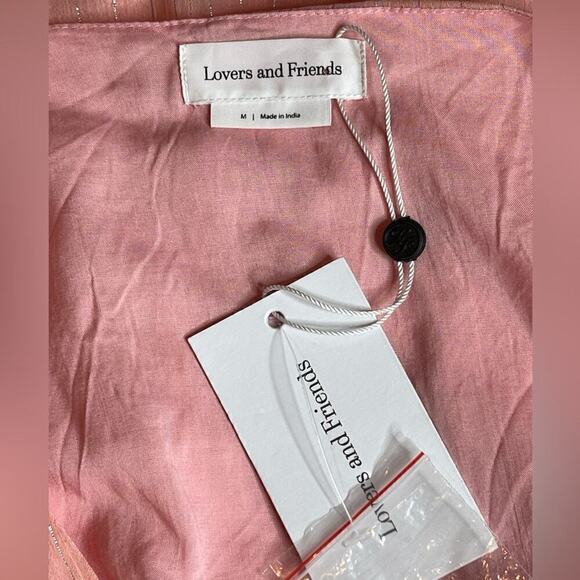 Lovers & Friends ARLINE DRESS Pink Chiffon Mini Dress plunge Neckine Size Medium - Picture 8 of 13